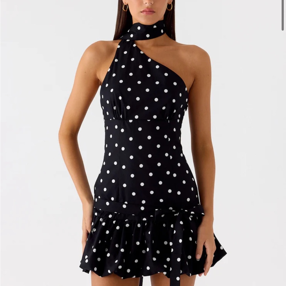Peppermayo Black and White Polka Dot Mini Dress